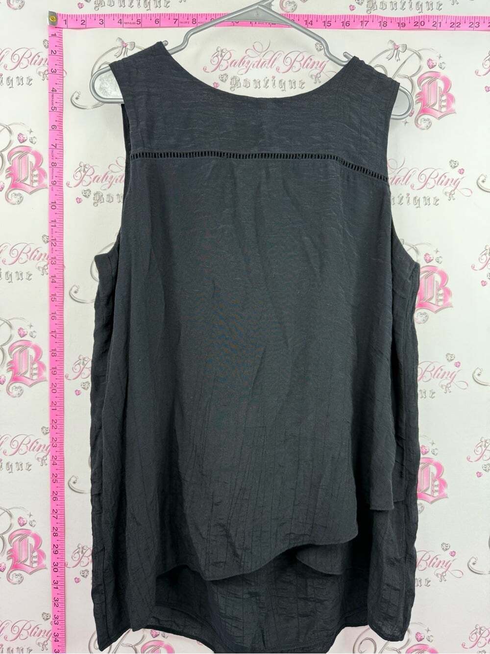 Tank top Black Sleeveless Textured Women's Top